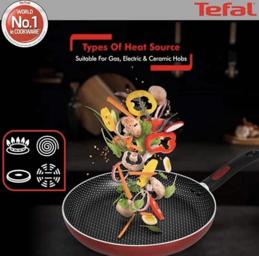 Tefal Simply Chef Aluminium Non-Stick Fry Pan, 28cm (Rio Red) - Image 2